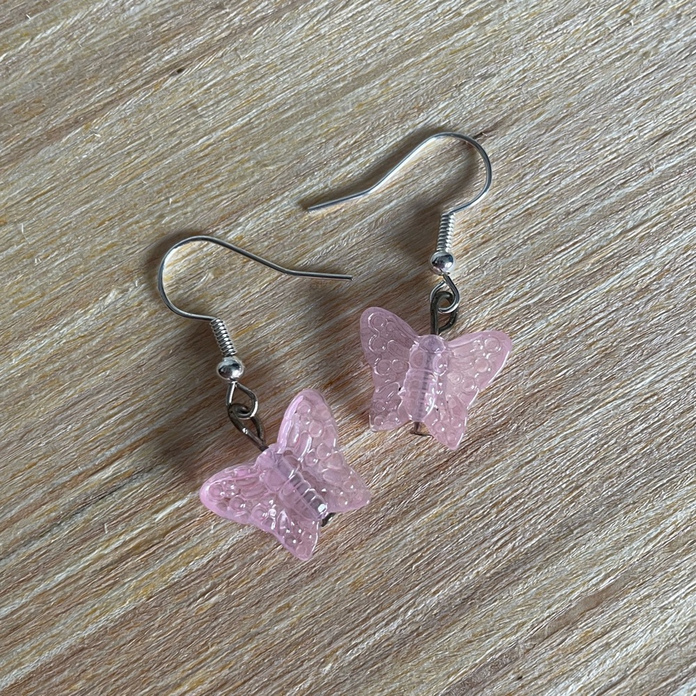 Pink Butterfly Handmade Earrings